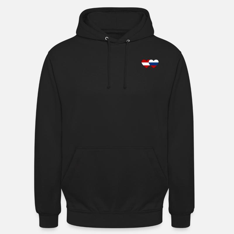 Autriche Russie Flag Coeur - Sweat-shirt à capuche unisexe - noir