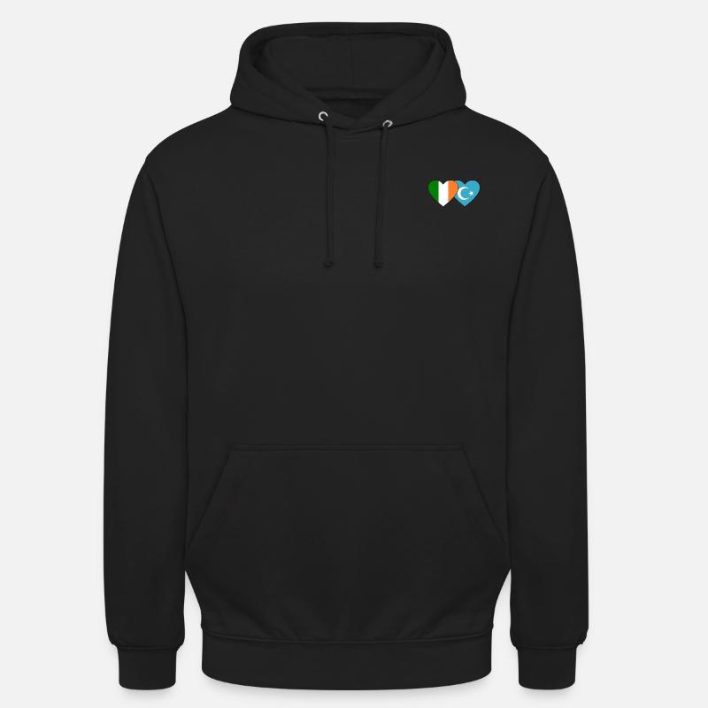 Irlande Uyghurs Flag Heart - Sweat-shirt à capuche unisexe - noir