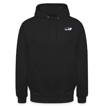 Mauritius Israel Flag Heart - Unisex Hoodie - black - Front - Alina (178cm) & Michal (187cm)