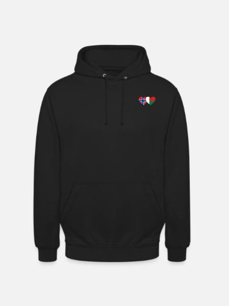 Norway Madagascar Heart Flag - Unisex Hoodie - black