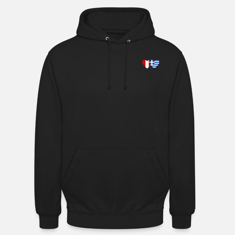 Pérou Grèce Drapeau du cœur - Sweat-shirt à capuche unisexe - noir