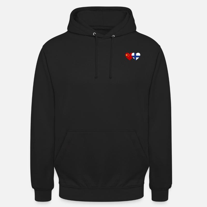 Chine Finlande Drapeau du cœur - Sweat-shirt à capuche unisexe - noir
