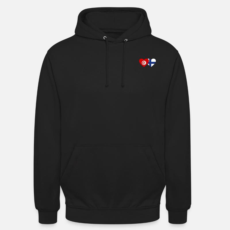 Tunisie Finlande Drapeau Coeur - Sweat-shirt à capuche unisexe - noir