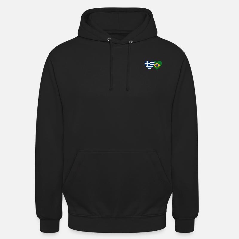 Grèce Brésil Flag Coeur - Sweat-shirt à capuche unisexe - noir
