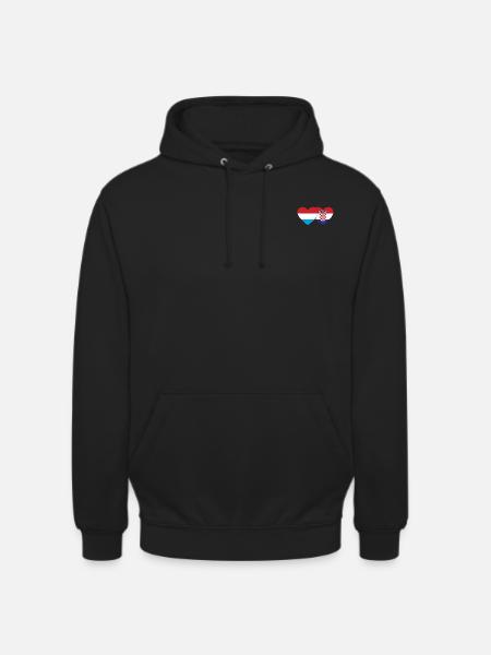 Luxembourg Croatia Flag Heart - Unisex Hoodie - black