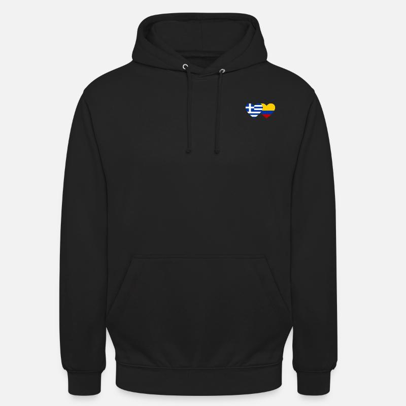 Grèce Colombie Drapeau Coeur - Sweat-shirt à capuche unisexe - noir