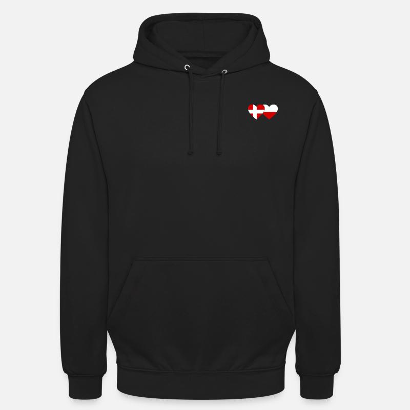 Danemark Pologne Drapeau Coeur - Sweat-shirt à capuche unisexe - noir