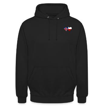 Islande Pologne Drapeau Coeur - Sweat-shirt à capuche unisexe - noir - Devant - Alina (178cm) & Michal (187cm)