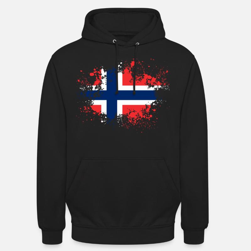 Norvège Idée cadeau patch drapeau Norvège - Sweat-shirt à capuche unisexe - noir