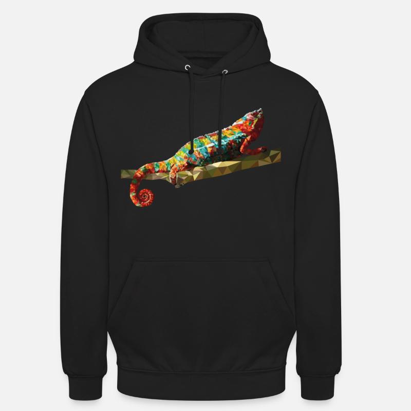 Chameleon Polygondesign Reptil Geschenkidee - Unisex Hoodie - Schwarz