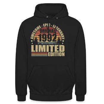 1992 Geburtstag 1992 Vintage Outfit 1992 Hemd - Unisex Hoodie - Schwarz - Vorne - Alina (178cm) & Michal (187cm)
