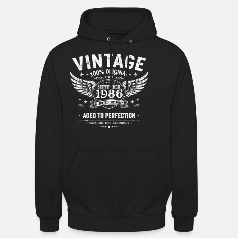 Né en Septembre 1986 - Sweat-shirt à capuche unisexe - noir