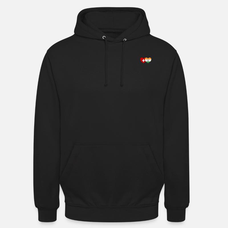 Suisse Inde Drapeau Coeur - Sweat-shirt à capuche unisexe - noir