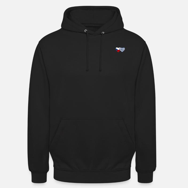 République tchèque Grèce Drapeau Coeur - Sweat-shirt à capuche unisexe - noir