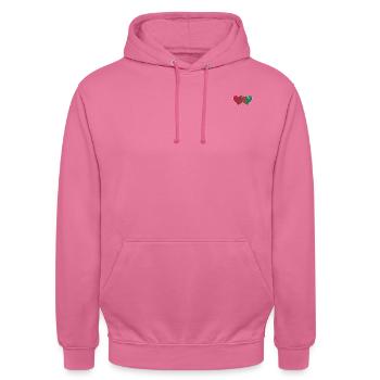 Marokko Turkmenistan Flagge Herz - Unisex Hoodie - Pink - Vorne - Alina (178cm) & Michal (187cm)