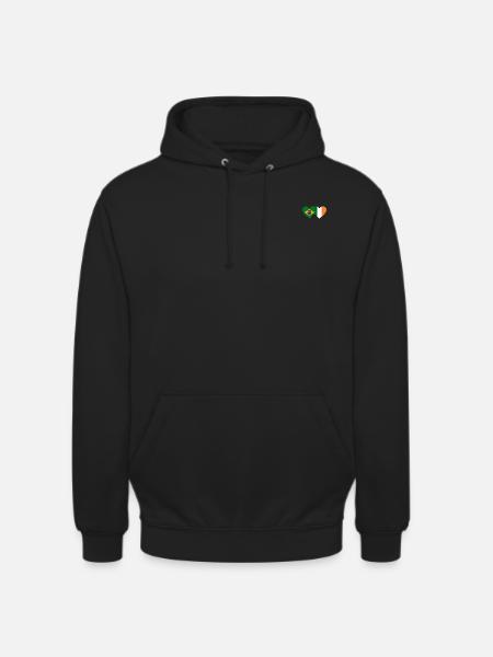 Brazil Ireland Flag Heart - Unisex Hoodie - black