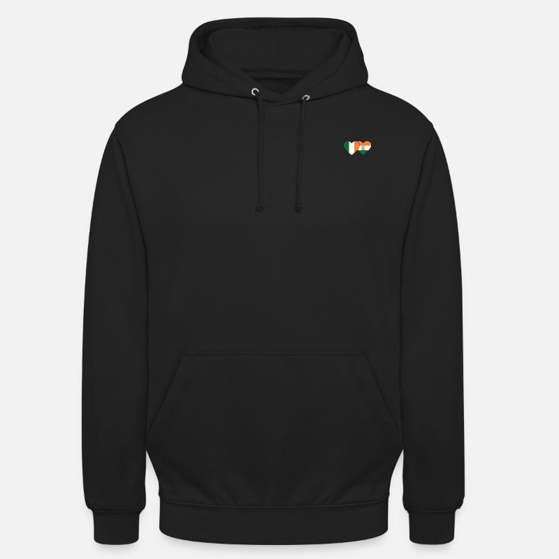 Irlande Inde Flag Heart - Sweat-shirt à capuche unisexe - noir