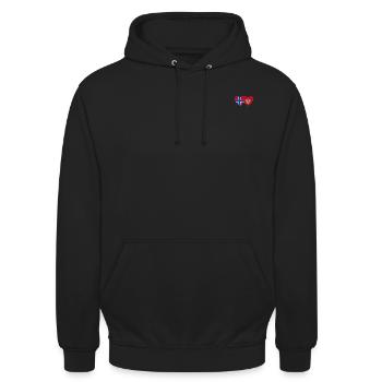 Norwegen Montenegro Flagge - Unisex Hoodie - Schwarz - Vorne - Alina (178cm) & Michal (187cm)