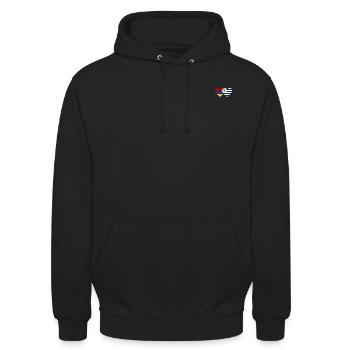 Armenien Uruguay Flagge Herz - Unisex Hoodie - Schwarz - Vorne - Alina (178cm) & Michal (187cm)