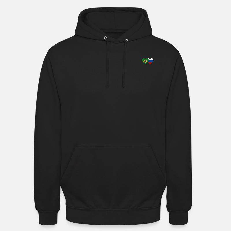 Brésil Russie Flag Coeur - Sweat-shirt à capuche unisexe - noir