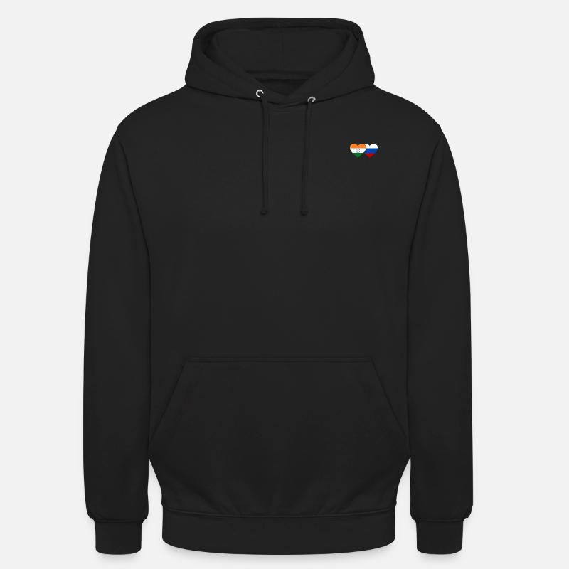 Inde Russie Flag Heart - Sweat-shirt à capuche unisexe - noir