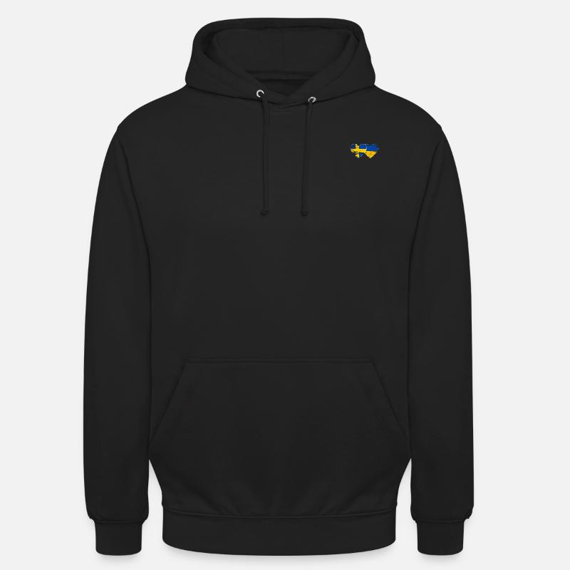 Suède Ukraine drapeau coeur utilisé - Sweat-shirt à capuche unisexe - noir