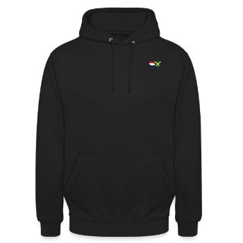 Holland Jamaika Flagge Herz - Unisex Hoodie - Schwarz - Vorne - Alina (178cm) & Michal (187cm)