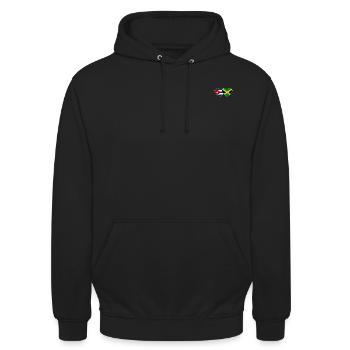 Kuba Jamaika Flagge Herz - Unisex Hoodie - Schwarz - Vorne - Alina (178cm) & Michal (187cm)