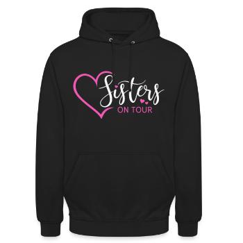 Schwester Schwestern Sisters on tour Geschwister - Unisex Hoodie - Schwarz - Vorne - Alina (178cm) & Michal (187cm)