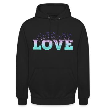 Liebe Love Herz Vögel Romantisch Ich Liebe Dich - Unisex Hoodie - Schwarz - Vorne - Alina (178cm) & Michal (187cm)