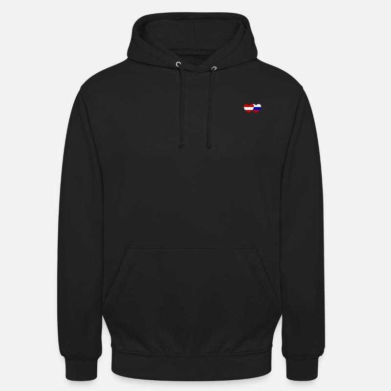 Autriche Russie Flag Coeur - Sweat-shirt à capuche unisexe - noir