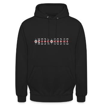 Antifaschist Anti Faschismus - Unisex Hoodie - Schwarz - Vorne - Alina (178cm) & Michal (187cm)