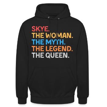 Skye la Femme Le Mythe La Légende La Reine - Sweat-shirt à capuche unisexe - noir - Devant - Alina (178cm) & Michal (187cm)