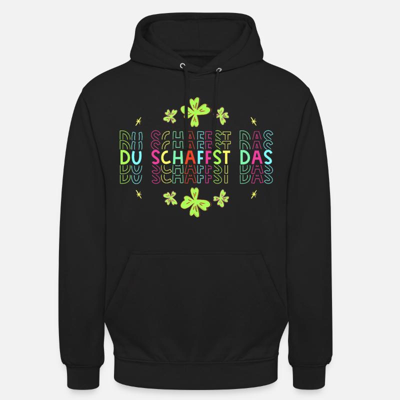 Du schaffst das! Glücksbringer Glücksklee neon - Unisex Hoodie - Schwarz