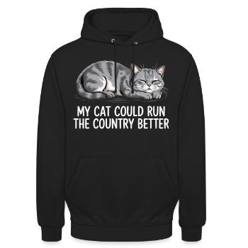 Mon Chat Gouvernerait Mieux Le Pays - Sweat-shirt à capuche unisexe - noir - Devant - Alina (178cm) & Michal (187cm)