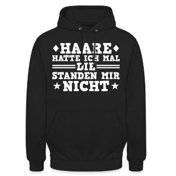 Haare hatte ich mal - Männer mit Glatze - Unisex Hoodie - Schwarz - Vorne - Alina (178cm) & Michal (187cm)