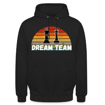 Chess Saying Gift Relation Queens Gambit - Sweat-shirt à capuche unisexe - noir - Devant - Alina (178cm) & Michal (187cm)