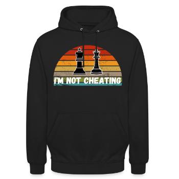 Schach Trend Chess Cheating Cheat Queens Gambit - Unisex Hoodie - black - Front - Alina (178cm) & Michal (187cm)