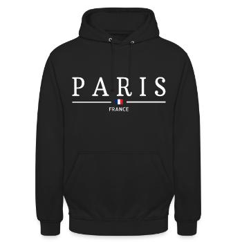 PARIS - Sweat-shirt à capuche unisexe - noir - Devant - Alina (178cm) & Michal (187cm)