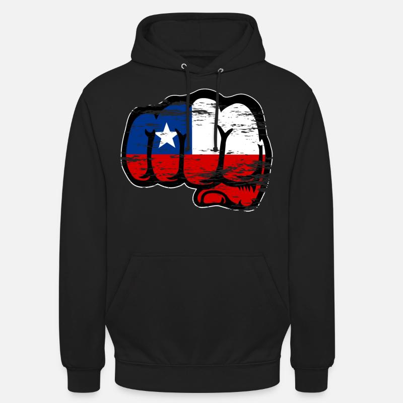 Poing du drapeau chilien utilisé - Sweat-shirt à capuche unisexe - noir