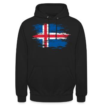 Island Flagge used - Unisex Hoodie - Schwarz - Vorne - Alina (178cm) & Michal (187cm)