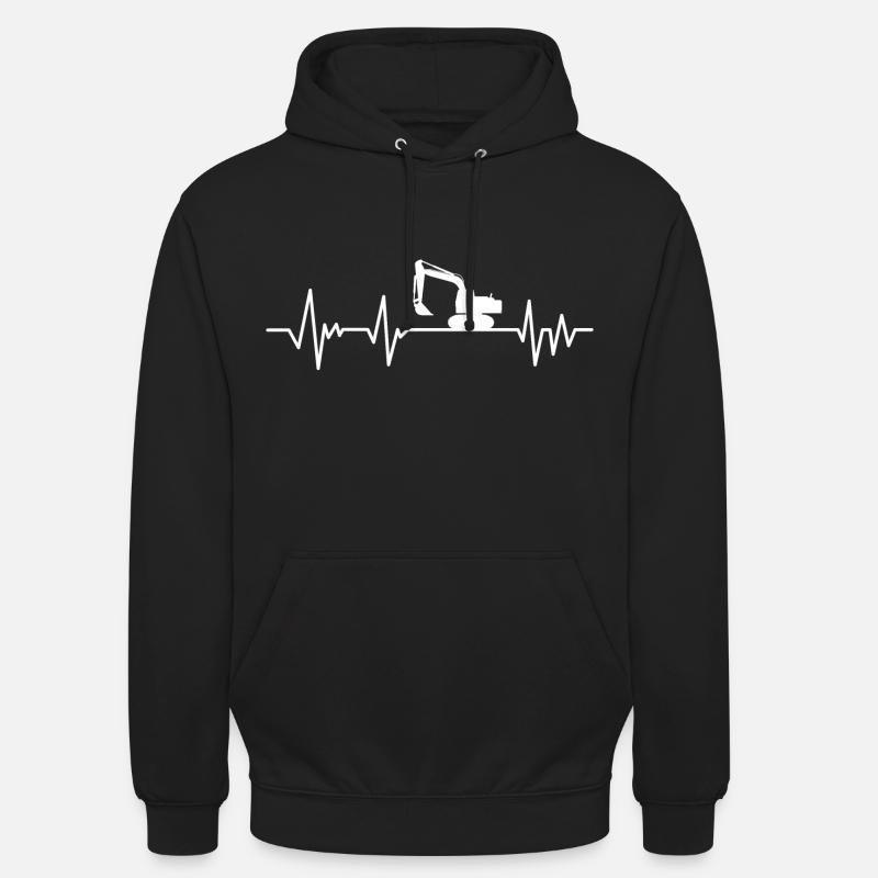 Bagger Baustelle Herzschlag - Unisex Hoodie - Schwarz