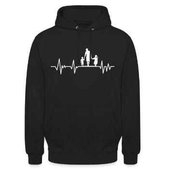 Vater und Tochter - Vater und Sohn, Papa Sohn und Tochter - Unisex Hoodie - Schwarz - Vorne - Alina (178cm) & Michal (187cm)