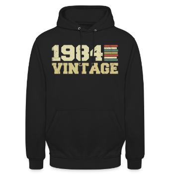 1984 Birthday Gift 1984 Vintage 1984 Gift - Unisex Hoodie - black - Front - Alina (178cm) & Michal (187cm)