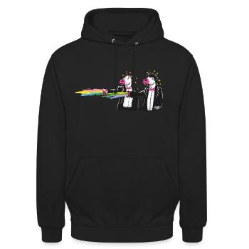 unicorns & rainbows - Unisex Hoodie - black - Front - Alina (178cm) & Michal (187cm)