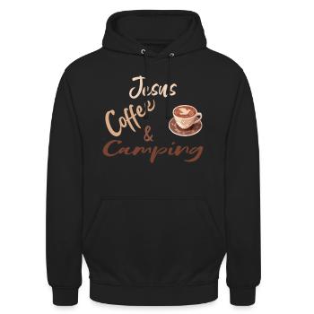 Camping Coffee Jesus - Unisex Hoodie - black - Front - Alina (178cm) & Michal (187cm)