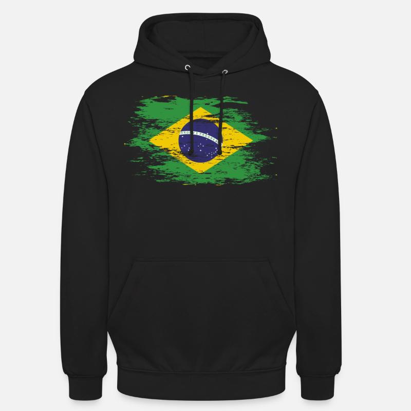 Drapeau du Brésil utilisé - Sweat-shirt à capuche unisexe - noir