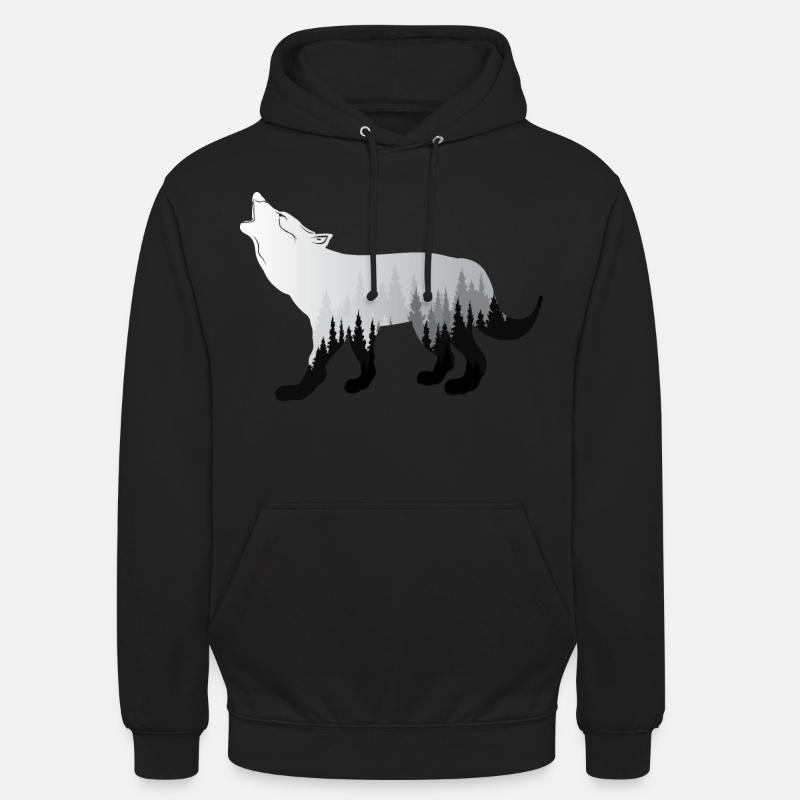 loup - Sweat-shirt à capuche unisexe - noir