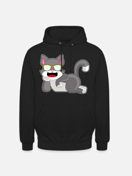 Cat Sunglasses - Unisex Hoodie - black