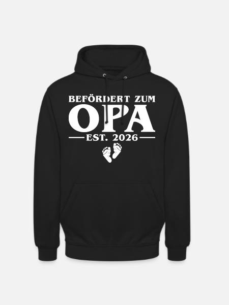 Befördert zum Opa 2026 Schwangerschaft ankündigen - Unisex Hoodie - Schwarz